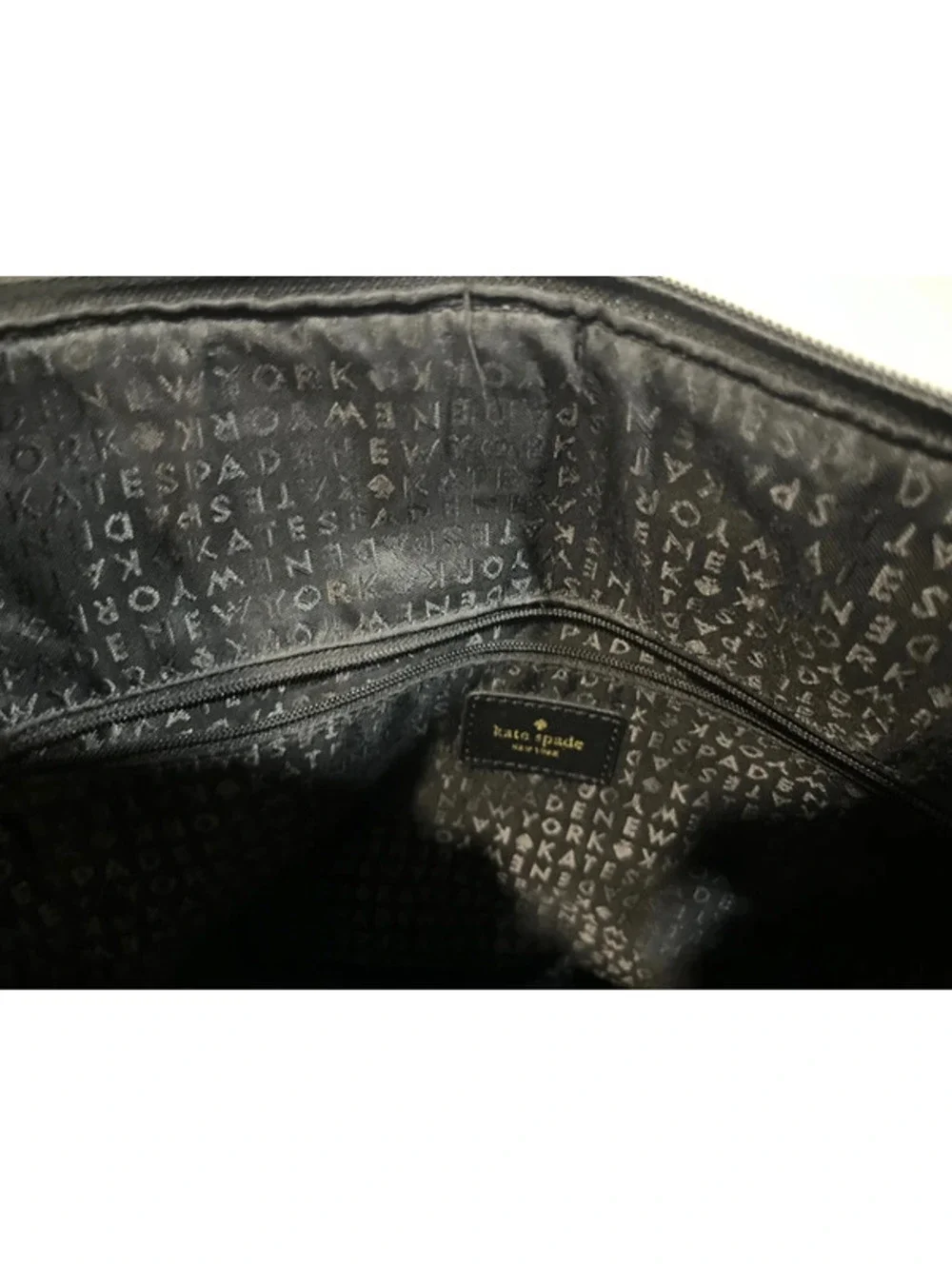 kate spade new york Black Polka Dot Glitter Tote Bag Shoulder Purse with Zipper